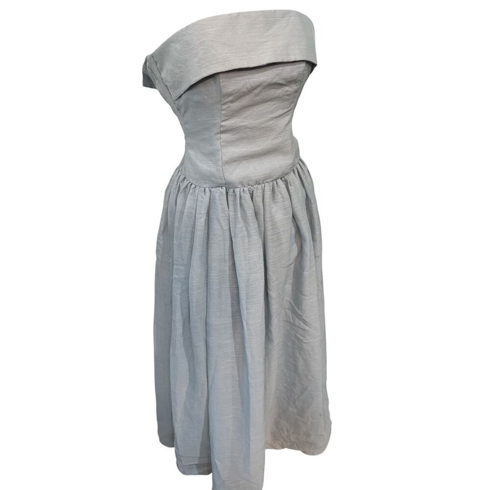 NWTGS CECI STRAPLESS SLATE BLUE CHIFFON MAXI GOWN/DRESS SZ M